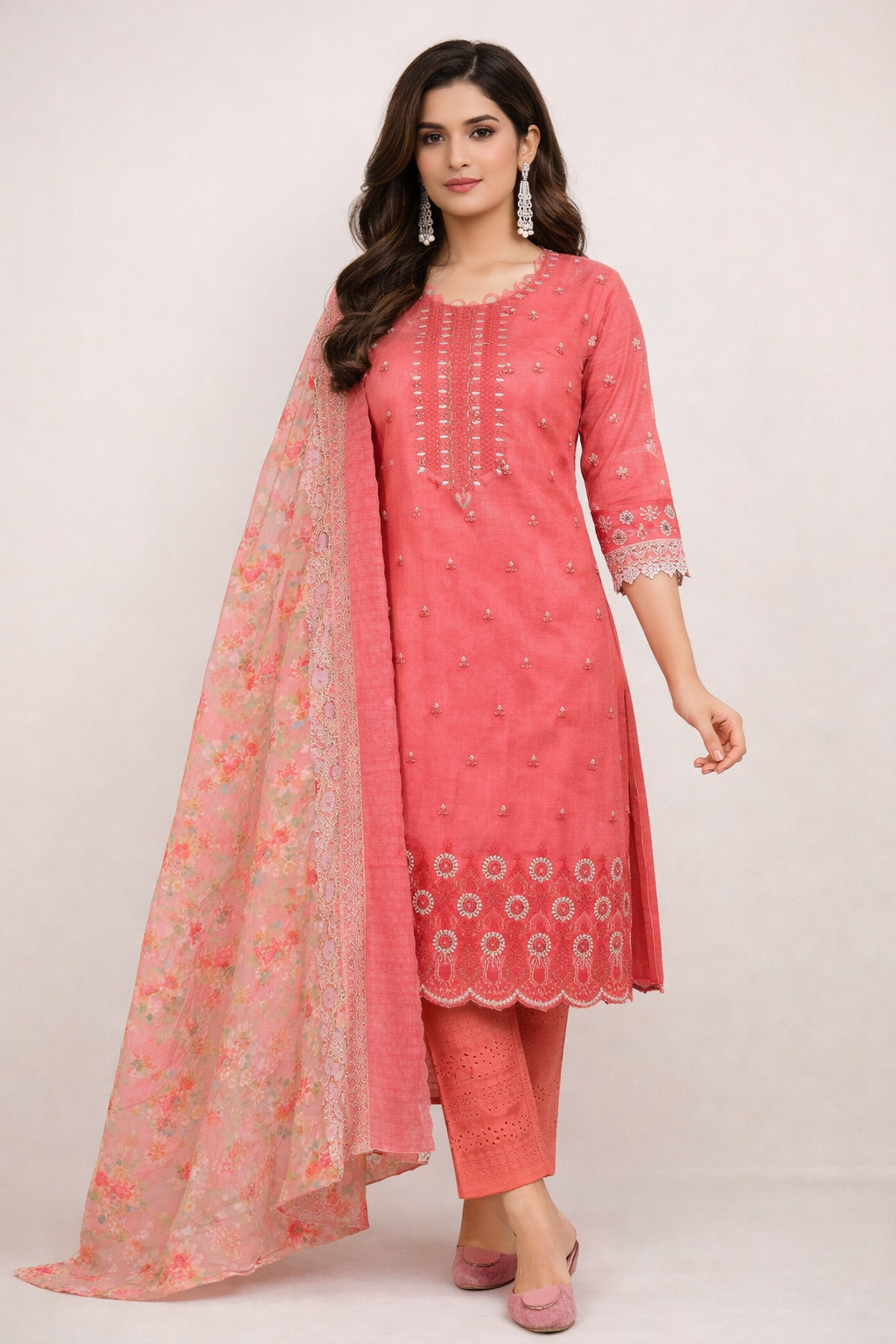 Ladies Cotton Three Piece – Printed Design