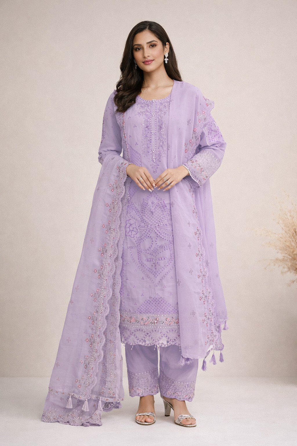 Premium Embroidered Festive Three-Piece