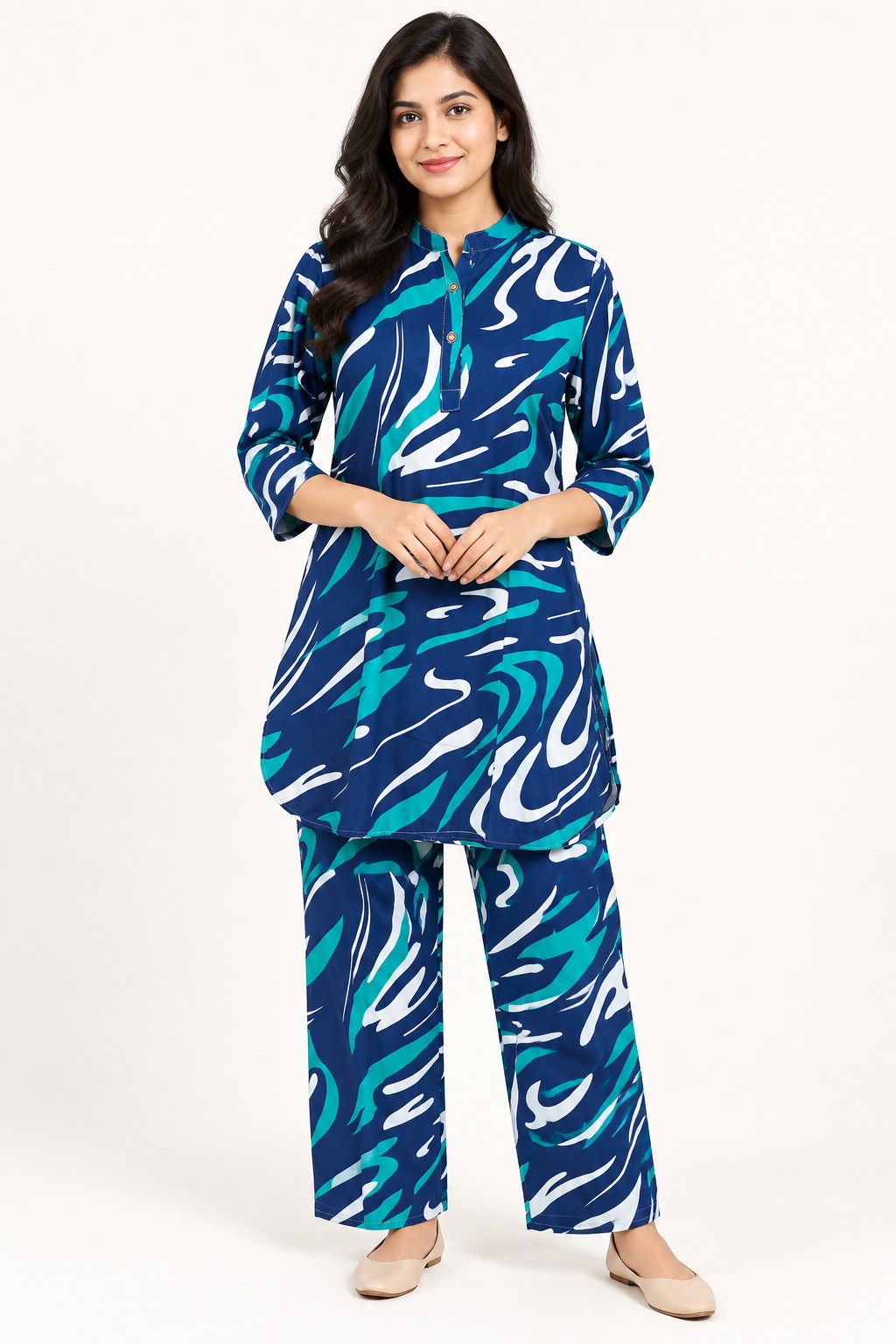 Ladies Printed Kurti–Palazzo Set – 7 Designs