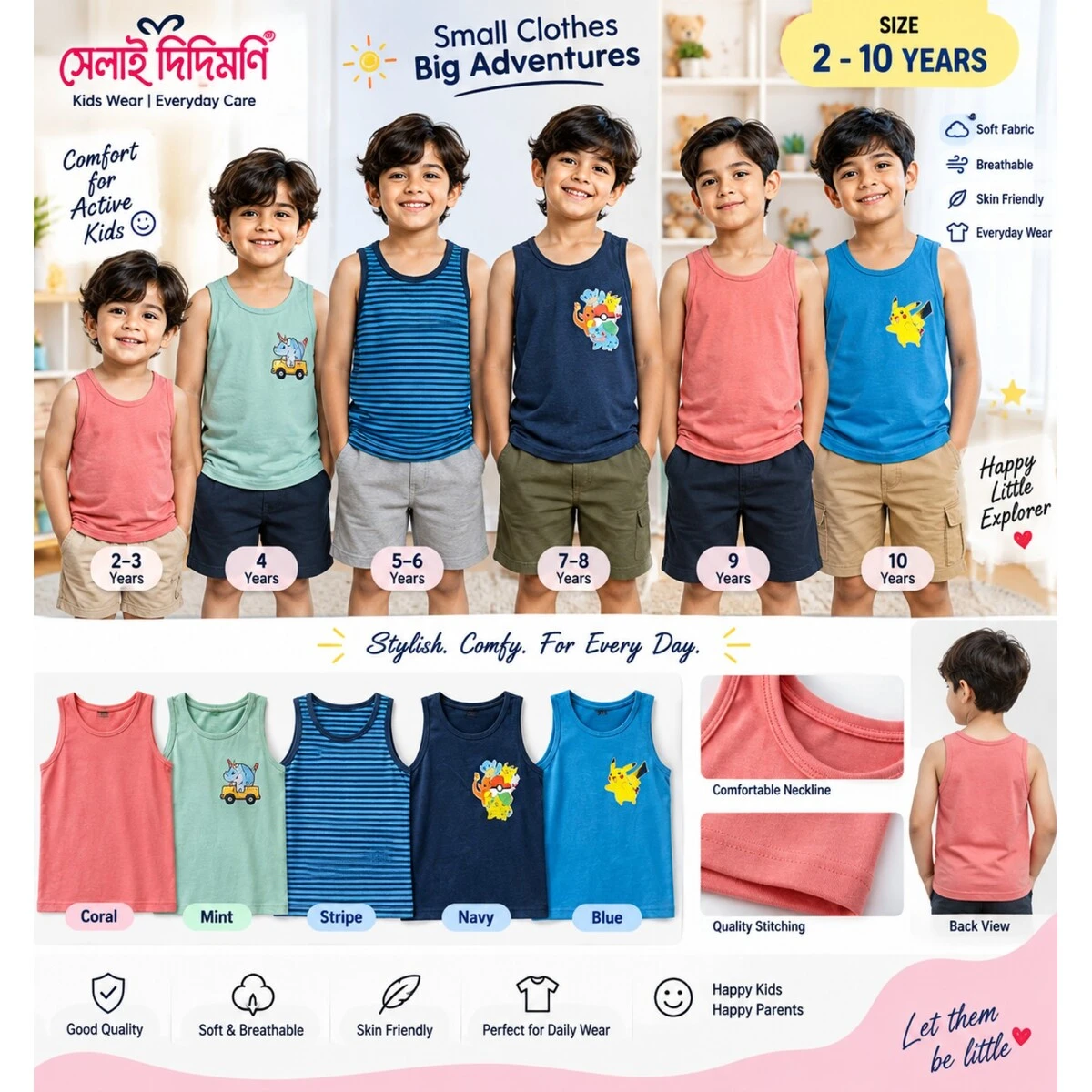 Kids Cotton Sleeveless Vest Collection image 6